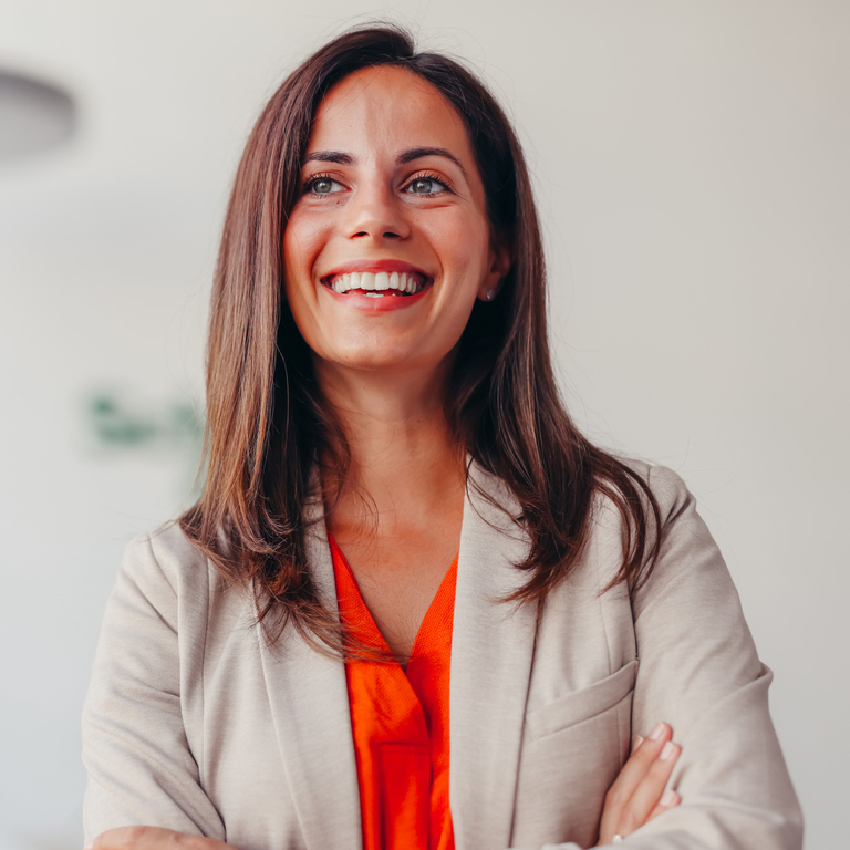 a woman smiling for the camera